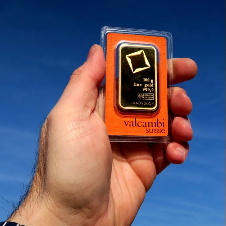 100 g Goldbarren Valcambi – Umlaufware