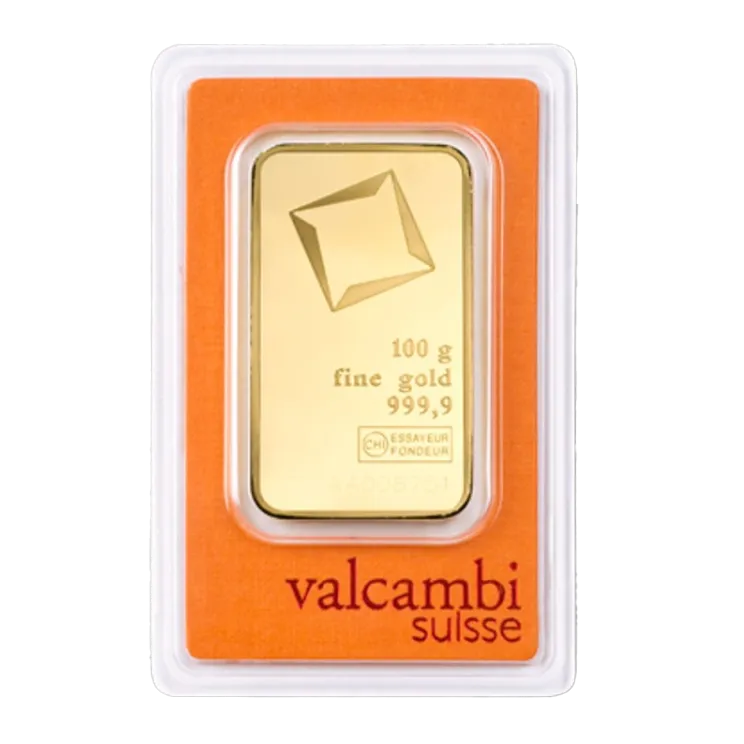 100 g Goldbarren Valcambi – Umlaufware