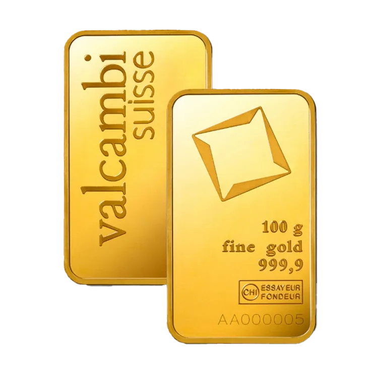 100 g Goldbarren Valcambi – Umlaufware